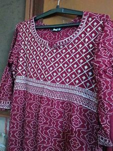 Maroon Printed Kurta Set with Dupatta