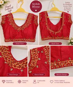 ✨ Beautiful Red Embroidered Designer Blouse