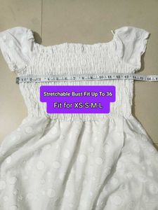 White Eyelet Smocked Dress Fit For All Xs,S,M &amp; L.
