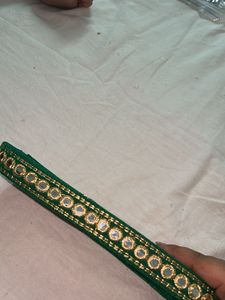 Embellished Green Dupatta Border