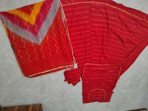 red rajasthani suit