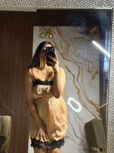 Satin Lace Trim Slip Dress