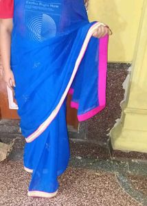 Elegant Royal Blue Saree with Border