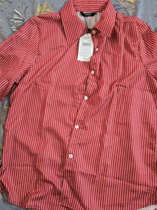 Red Striped Button-Up Shirt