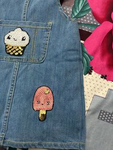 Denim Dress with Sparkly Appliques
