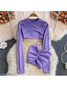 Cute Lilac Two-Piece Top Set