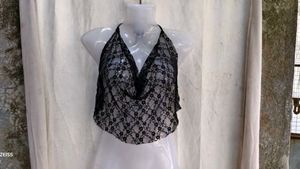 69. Sheer Black Lace Halter Top