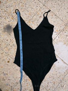 Stylish Black V-Neck Bodysuit