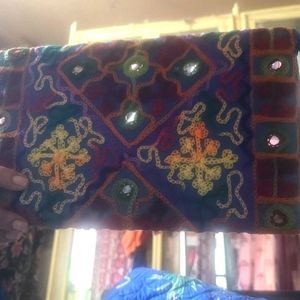 🌸 Phoolwari Indigo Clutch with  Mirror Work