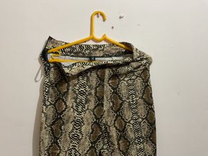 Shein Snakeskin Print Bell Bottom Pants