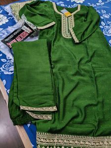 Green Ready Made Suit With Dupatta