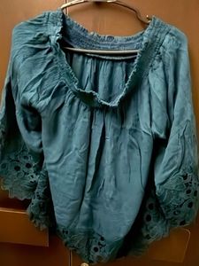 Boho Lace Trim Off-Shoulder Top