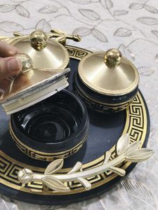 Elegant Gold &amp; Black Decorative Jar Set