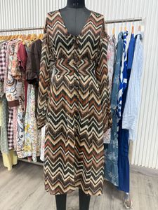 Boho Chevron Print Midi Dress