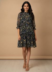 Chic Floral Print Mini Dress- vero moda