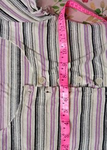 Striped Button-Up crop t shirt