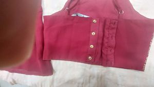 Maroon Embellished Kurta Set