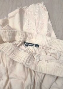 Beige Embroidered Leggings