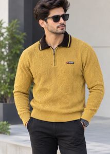 Men's Yellow Textured Knit Sweater