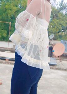 Vintage Bloom Mesh Korean Top🌸✨️