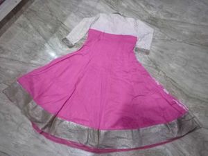 Pink Anarkali with pant and dupatta
