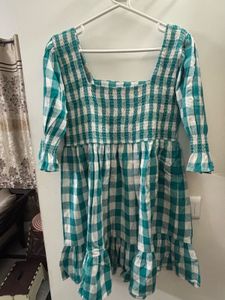 Green Checkered Mini Dress