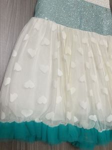 Sparkling White Tulle Dress with Hearts