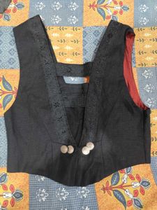 Black Button Vintage Detail Top