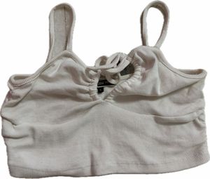 Cute White Ruched Tank Top