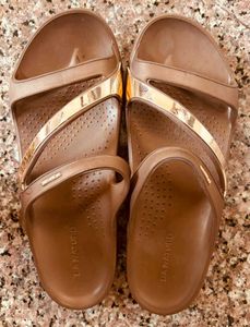 Stylish Brown & Gold Strappy Sandals