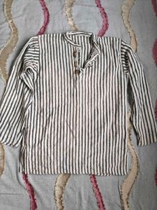 Beige shirt/Striped Casual Shirt Pair.