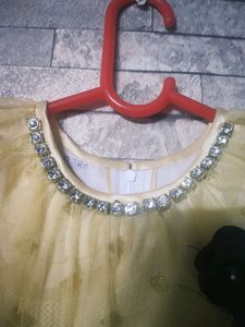 Golden Colour Frock For 6 To 9 Months Baby
