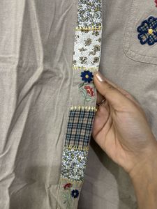Stylish Beige Embroidered Shirt
