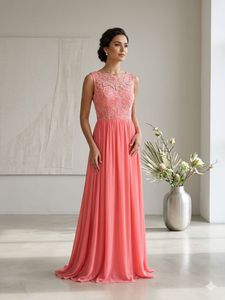 Elegant Coral Lace Gown