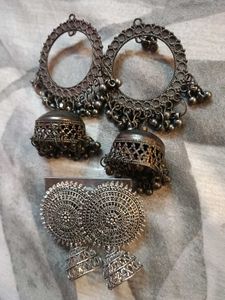Oxidised Silver Earrings (Combo set )✨