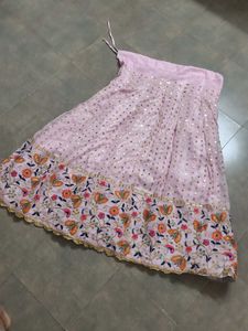Embroidered Pink Silk lehanga choli