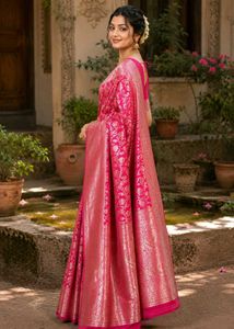 Vibrant Pink Silk Saree