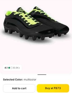 Nivia boys Football Studs - Black &amp; Neon 10 - 12 y