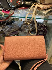 Chic Pink Textured Clutch Wallet