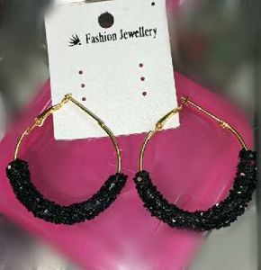 ✨️Sparkly Black Hoop Earrings🖤