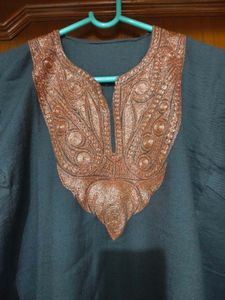 Embroidered Dark Grey Kurta Kasmiri kaftan
