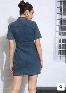 Denim Mini Shirt Dress price 🔻