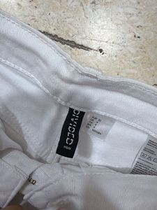H&amp;M White High-Waisted Wide-Leg Jeans