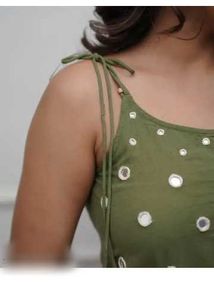 Green Mirror Work Kurta