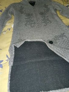 Gray Embroidered Sweater Dress