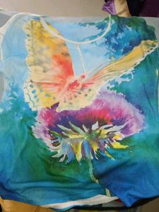Vibrant Butterfly & Flower Print T-Shirt