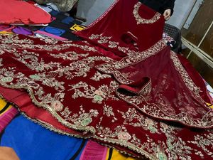 red dabka work bridal grara