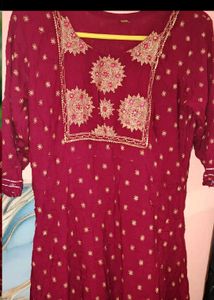 Maroon Kurta with Gold Print