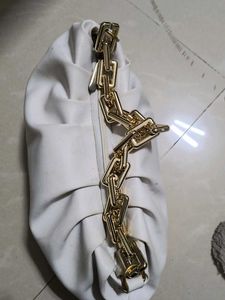 Chic White Clutch with Gold Chain