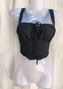 Chic Black Corset Style Crop Top
